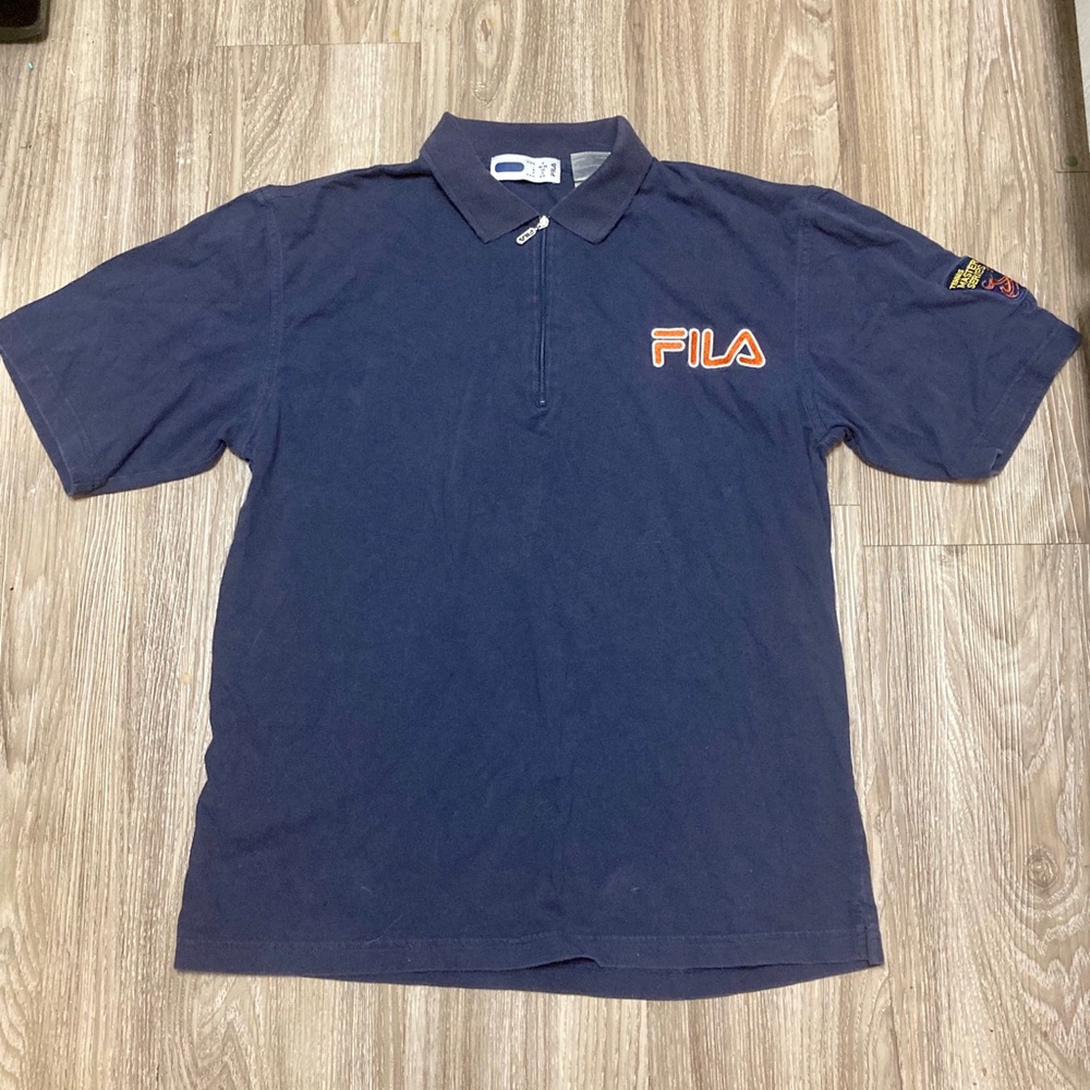 Fila Quarter Zip Tennis Masters Series Shirt Short Sleeves VTG 1993 Navy